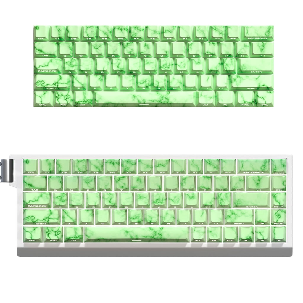 64/74Key Translucents Keycaps Emerald Theme Side Print Backlit Shine Through Keycaps for 60 80 61/64/68/75/87 Keyboards