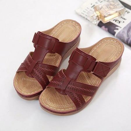 

Women s Casual Slope With Embroidered Slippers Orthopedic Thick Platform Sandals