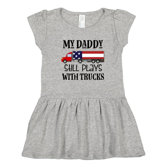 Inktastic Daddy Plays With Trucks Girls Toddler Dress