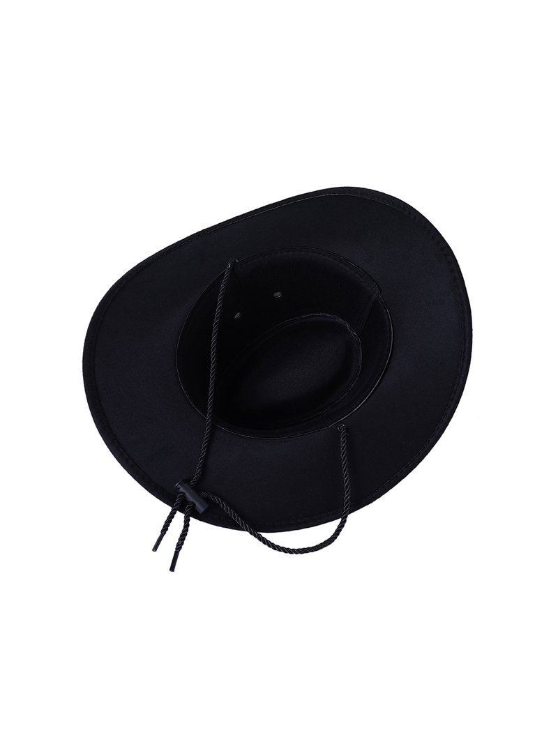 Men Cowboy Hat with Adjustable Chin Rope Sun Hat Leather  display picture 1
