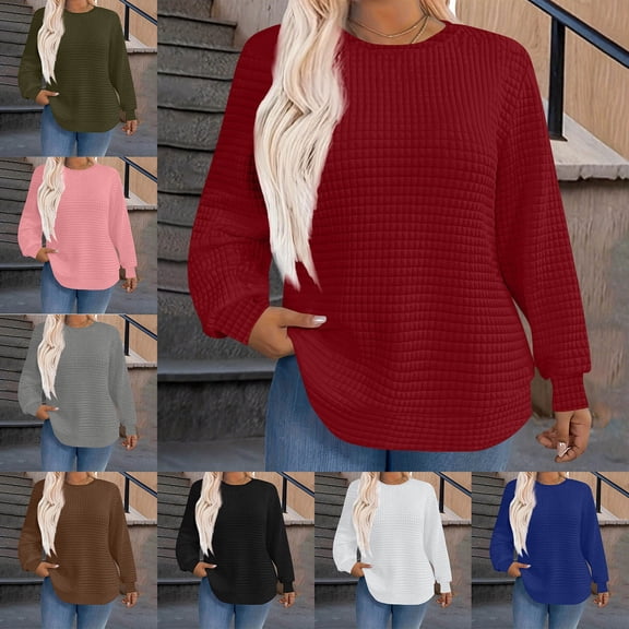 Zysthvn Oversized Womens Crewneck Sweatshirt Plus Size Pullover Casual Fall Long Sleeve Sweatshirts for Women Loose Fit Solid Tops