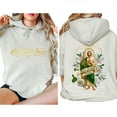 thumbnail image 4 of San Judas Tadeo White Roses Double Sided Hoodie – Saint Jude Graphic Hoodie, Mexican Catholic Faith Hoodie, Religious Gift for Men and Women, Virgen de Guadalupe Style Pullover, 4 of 7