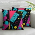 thumbnail image 3 of Nawypu Decorative Throw Pillow Case Square Cushion Cover Trendy Colorful 1980S Doodle Memphis Line 1990S Geometric Retro 80S 90S Abstract Pastel Pattern Farmhouse Style Pillowcase, 3 of 5