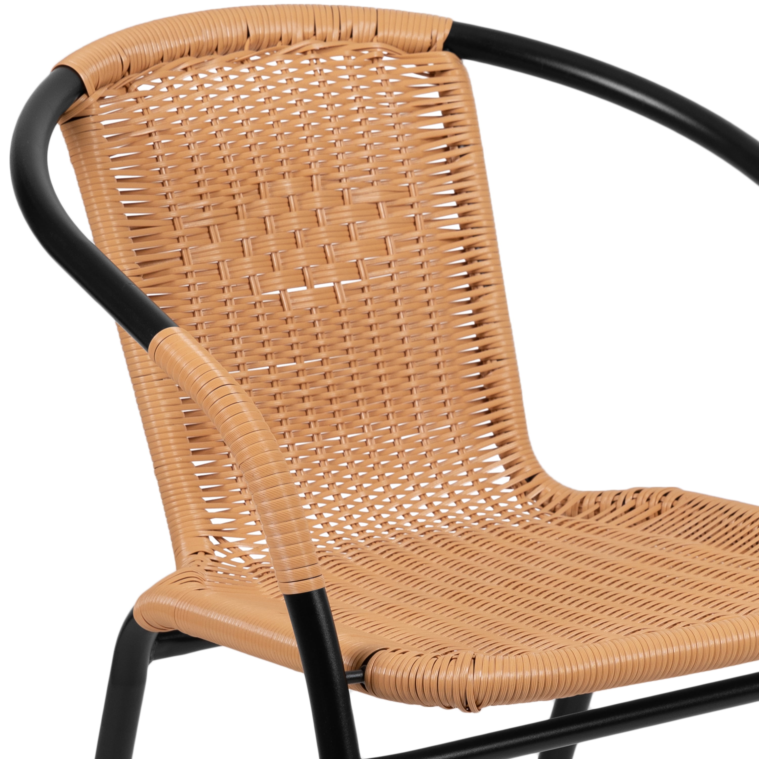 Flash Furniture Lila 2 Pack Black Rattan Indoor-Outdoor Restaurant Stack Chair