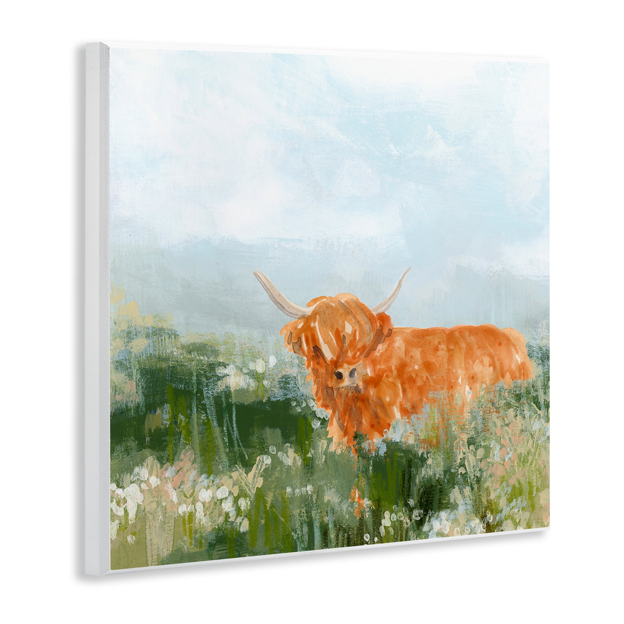 Stupell Industries Highland Cattle Abstraction Animals & Insects Painting Unframed Art Print Wall Art, 12 x 12