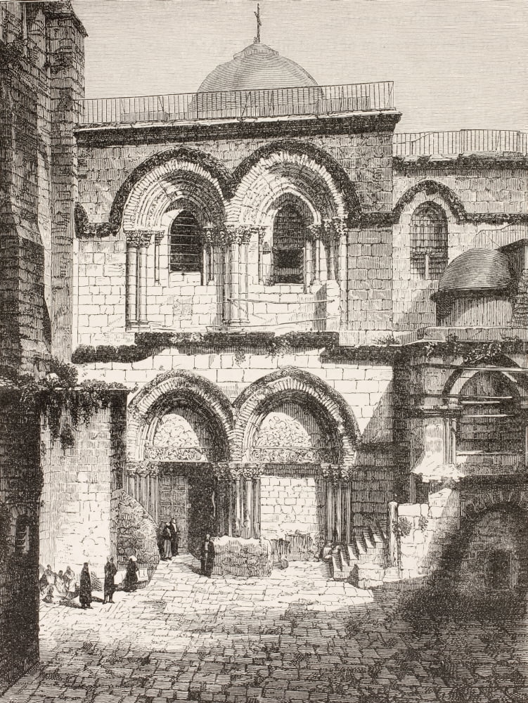 Jerusalem Palestine Church Of The Holy Sepulchre In The 19Th Century From Military And Religious Life In The Middle Ages By Paul Lacroix Published London Circa 1880 Canvas Art - Ken Welsh Design Pics