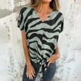 thumbnail image 3 of Womens Striped Tops Fashion Zebra Print Short Sleeve T-Shirts V Neck Elegant Tunic Shirt Summer Holiday Blouses Casual Loose Pullover Tops, 3 of 7