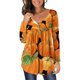 thumbnail image 1 of Blusa informal de manga larga con botones abiertos y cuello redondo para mujer, holgada, plisada, para Halloween Pompotops FGAJ4565, 1 of 5