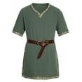 thumbnail image 1 of Independence 2023 Summer Men's Short-Sleeved Shirt Medieval Costume Halloween Belted Shirt For Men, 1 of 3