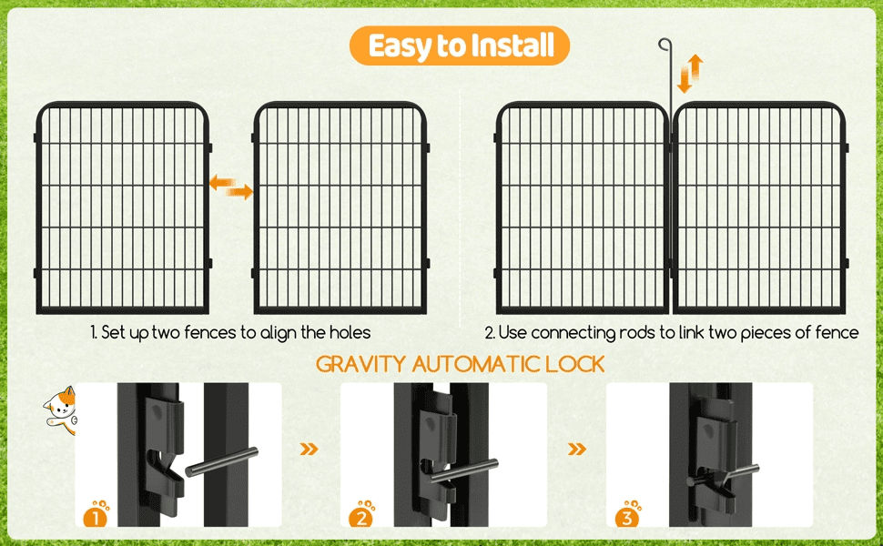 Yaheetech 31.5" Tall 8-Panel Dog Playpen with Door, Black