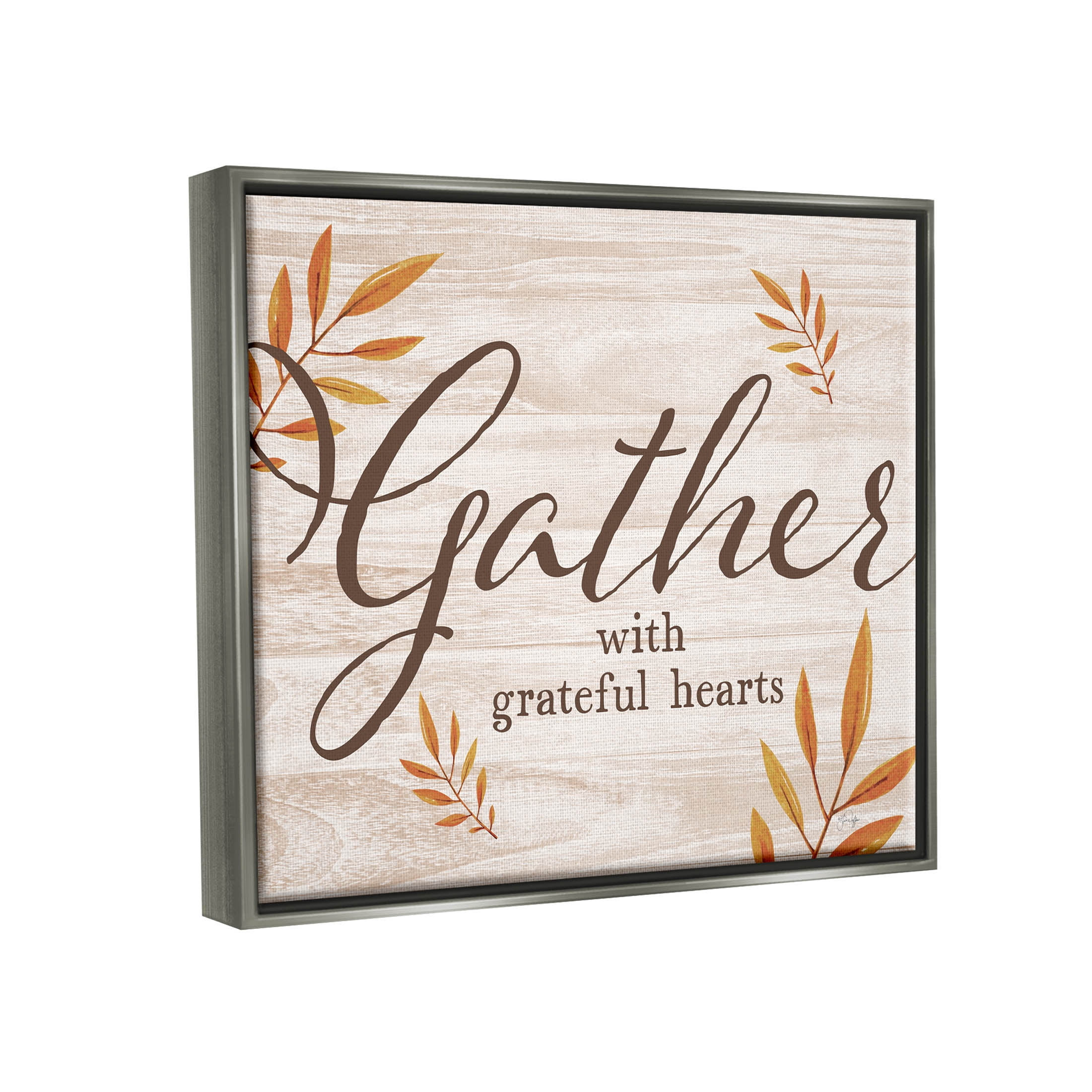 Gather With Grateful Hearts Botanicals Botanical & Floral Graphic Art Luster Gray Framed Art Print Wall Art