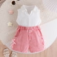 thumbnail image 4 of BOOMNY Toddler Girls Outfit Set 2 Peice Clothes Set for Girl Sleeveless Solid Color Tops Denim Shorts Cozy Kids Dailywear, 4 of 9