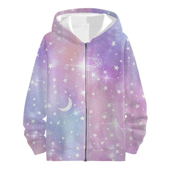 Caqnni Boys Little Girls Hoodies Hooded Long Sleeve Sweatshirt Toddlers' Fleece Zip-Up Hoodie Sweatshirt Jacket Coats (6-7 Years,Dark Purple)