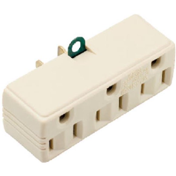 1219ICC10 Triple Grounding Adapter, 15A, Ivory