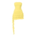 thumbnail image 6 of SAWOBUUN Womens Strapless Tube Top Mini Dress Halter Ruched Bodycon Tiered Ruffled Club Party Cocktail Dresses, 6 of 6