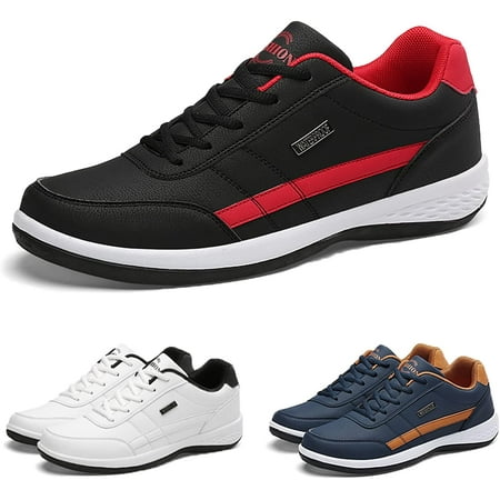 Men Orthopedic Shoes Lace-Up Sneakers Extended Width Foot and Heel Comfortable Breathable Anti-Slip Low Top Walking Shoes