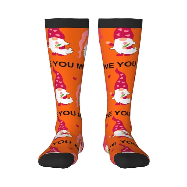 Fotbe Love You Mom Calcetas Divertidas Estampadas para Hombre y Mujer, Calcetas de Algodón hasta la Rodilla para Caminar, Correr, Enfermería y Embarazo
