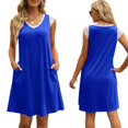 thumbnail image 2 of Vedolay Plus Size Dresses Women's Casual Summer Sleeveless Dress Loose Split Maxi Dresses with Pockets,Blue XXL, 2 of 5