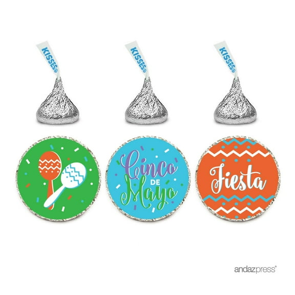 Chocolate Drop Labels Trio, Hershey's Kisses Party Favors, Happy Cinco De Mayo! Mexican Fiesta Party, 216-Pack
