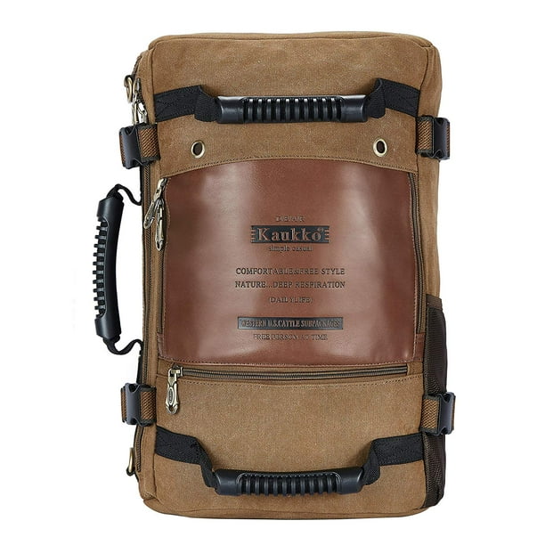 KAUKKO Mochila de viaje para hombres al aire libre, mochila de lona para acampar y caminar KAUKKO FH09-Khaki