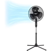 Comfort Zone 16 in. 3-Speed Adjustable-Height Pedestal Fan, Black