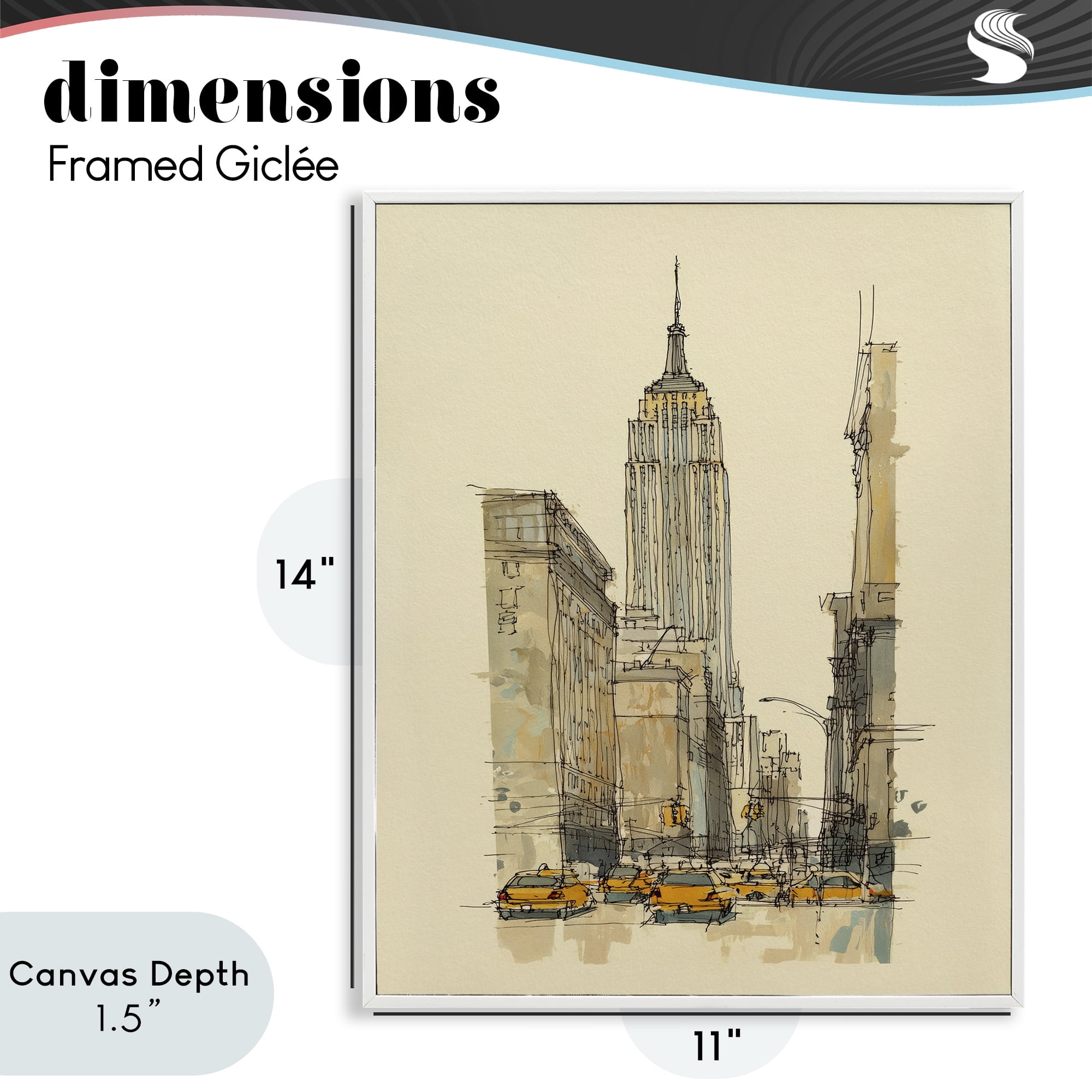 Stupell Industries NY City Lines Contour White Framed Giclee Art, design by Svetlana Aleynikova