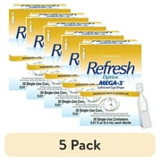(5 pack) Refresh Optive Mega-3 Lubricant Eye Drops, Preservative-Free, 0.01 Fl Oz Single-Use Containers, 30 Count