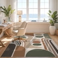 thumbnail image 3 of Design&I 2'x3' Washable Throw Rug Earth Tones Abstract Geometric Mid-Century Modern Curved Design for Hallway, Laundry Room, Low Profile Daily Traffic Ready Accent, 3 of 7