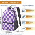 thumbnail image 3 of Purple and White Checkered Pattern 17" School Backpacks for Teens,Waterproof Oxford Fabric,S-Shape Padded Straps for School,Travel,Hiking,Camping, 3 of 6