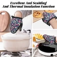 thumbnail image 3 of Bird Flowers leaves Oven Mitts Heat Resistant - Soft Lining Silicone Mini Oven Mitts with HangingLoop, Kitchen Oven Gloves Heat Resistant 500℉ for Cooking Baking Microwave, 3 of 7
