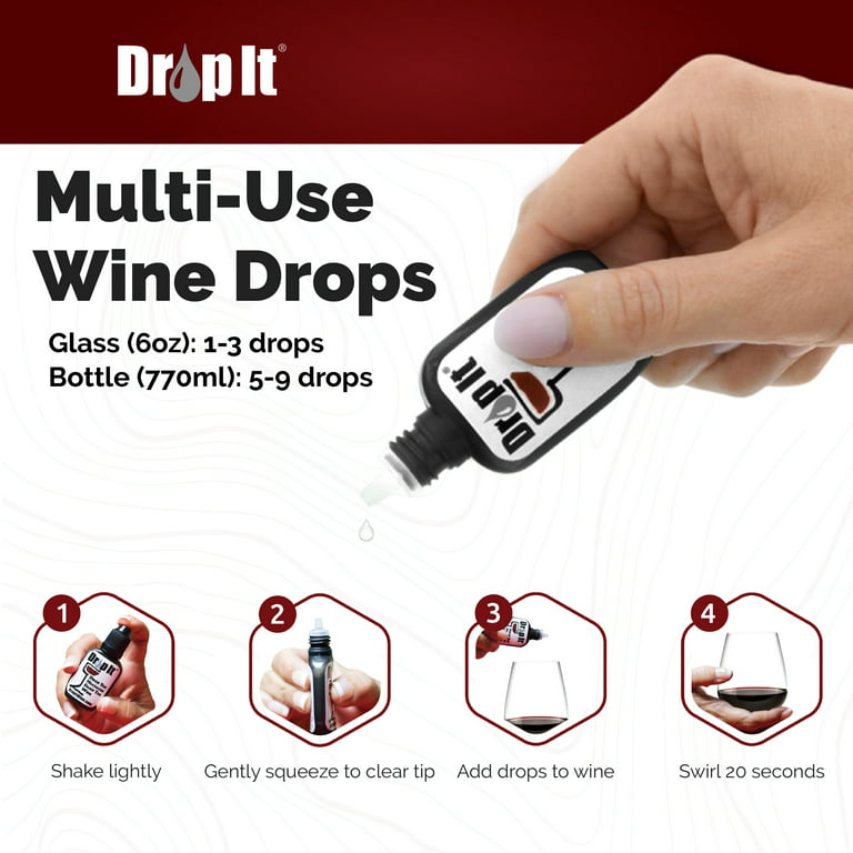 Drop It Wine Drops, 2 Pack – Natural Wine Sulfite Remover and Wine Tannin  Remover – Enjoy Wine Again, Works in Just 20 Seconds – Portable and  Discrete – A Wine Filter or Wand Alternative 