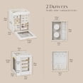 thumbnail image 4 of Casegrace 360° Rotatable Jewelry Box With Built-in Expandable Mirror, Side Storage Compartments With Clear Flip Window, Dual Pull-out Side Drawers Orgaznier for Rings, Earrings, Necklaces, 4 of 9