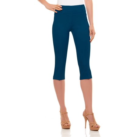 Velucci Womens Classic Fit Capri Pants Comfortable Pull On