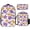 Color, variant on Purple Floral Vintage Pattern Backpack Bookbag Students Bags S Rucksack Lunch Bag Pen Bag Three-Piece Set