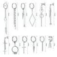 thumbnail image 4 of ZS 12Pcs Punk Style Cross Hoop Earrings Piercing Kpop Tassel Dangle Ear Piercing Hip Hop Drop Earrings Jewelry Set, 4 of 6