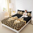 thumbnail image 2 of Manfei Cute Bowtie Fitted Sheet Queen,Retro Cheetah Pattern Bedding,3 Pieces,1 Fitted Sheet and 2 Pillowcases, 2 of 6