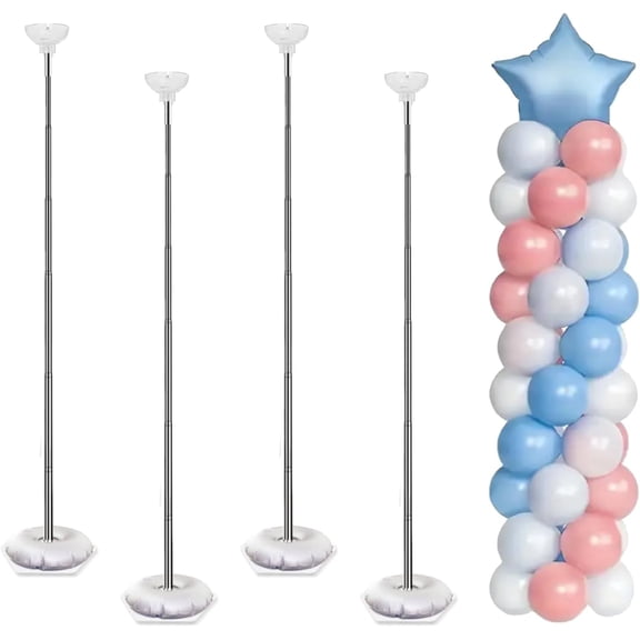 Balloon Column Stand Kit, Set of 4 – 7ft Height Adjustable Balloon Arch Stand Kit, Metal Telescopic Balloon Stand for Baby Shower, Birthday, Wedding, and Graduation