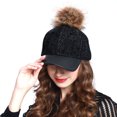 thumbnail image 4 of Herringbone Wool Blend Baseball Caps with Faux Fur Pompom, 4 of 21