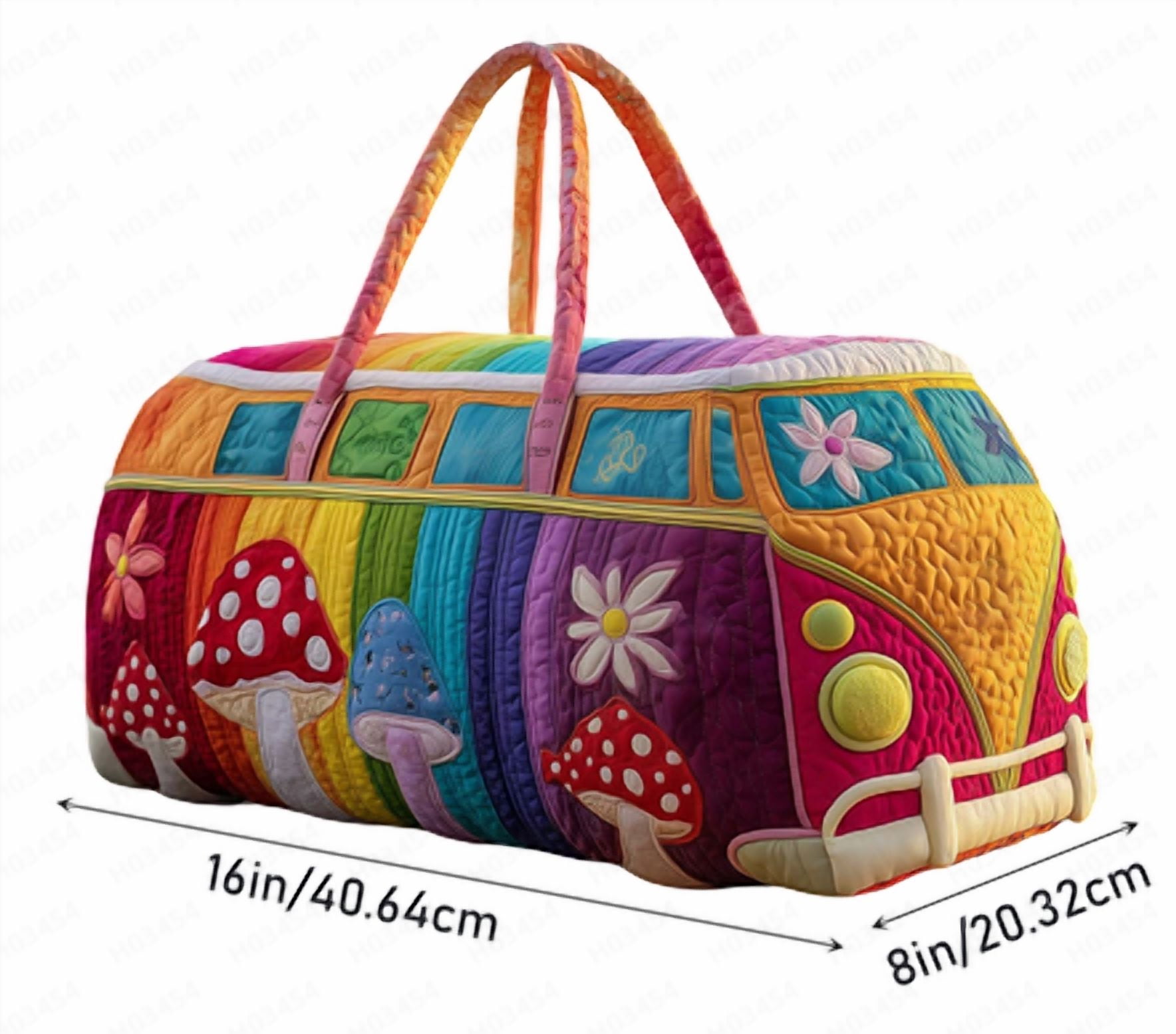 2026 Hippie Journey Quilted Duffel Bag Hippie Van Travel Duffel Bag Vintage Floral Weekender Overnight Bags Women Gym Bags