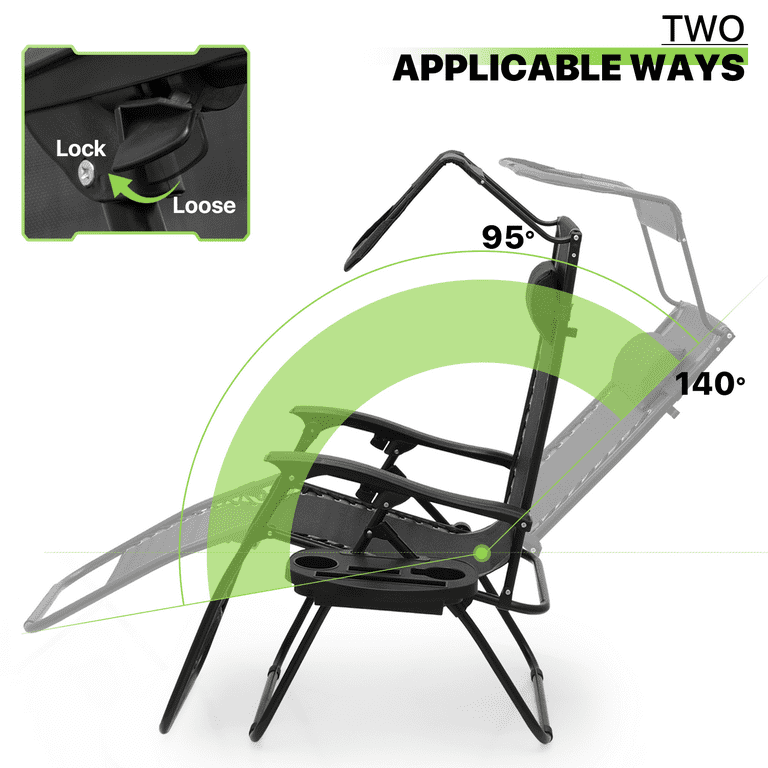 Magshion Set of 2 Zero Gravity Chair with Canopy and Cup Holder, Folding Outdoor Lounge Chairs Camping Chairs for Lawn Patio, 330lbs Weight Capacity
