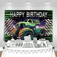 thumbnail image 6 of Truck Banner Backdrop Green Purple Truck Birthday Party Decorations Supplies for Boys Kids Cars Backdrop Happy Birthday Sign Party Banner Car Theme Photo Poster Background 5x3ft, 6 of 10