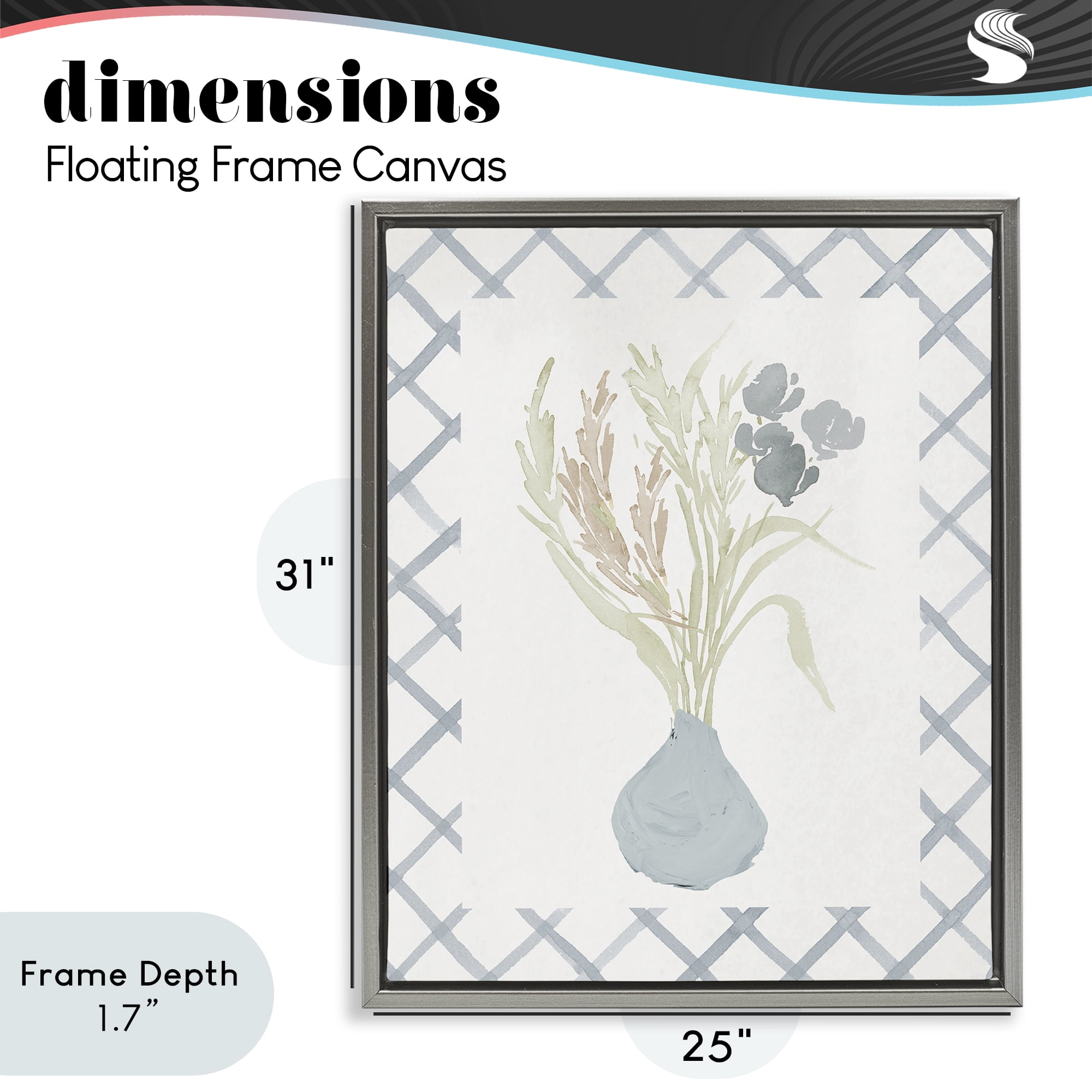 Stupell Industries Soft Blue Anna Bouquet Gray Framed Floater Canvas Wall Art, design by Elizabeth Medley