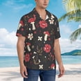 thumbnail image 5 of Easygdp Fly Agaric and Flowers Men's Hawaiian Shirts Print Lapel Short Sleeve for Beach, vacation, party, casual occasions - Medium, 5 of 9