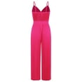 thumbnail image 5 of Lenpel Jumpsuits for Women Dressy Casual Sleeveless Spaghetti Strap V Neck Pleated Wide Leg Rompers Trendy Loose Overalls, 5 of 7