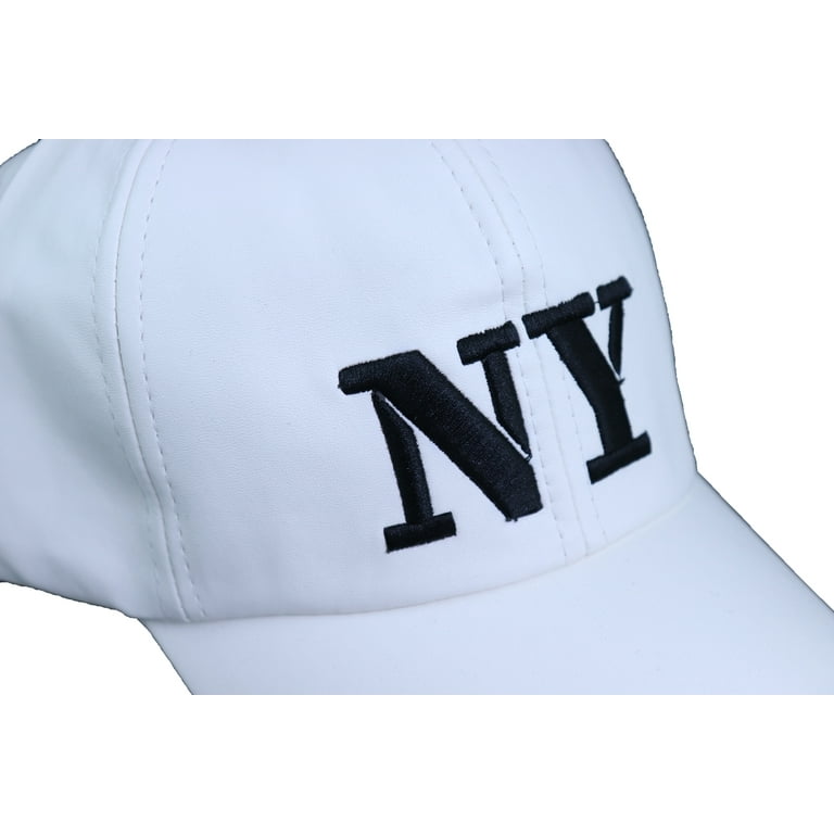 Women Men White Color Faux Leather Fashion Baseball Cap NY Hat
