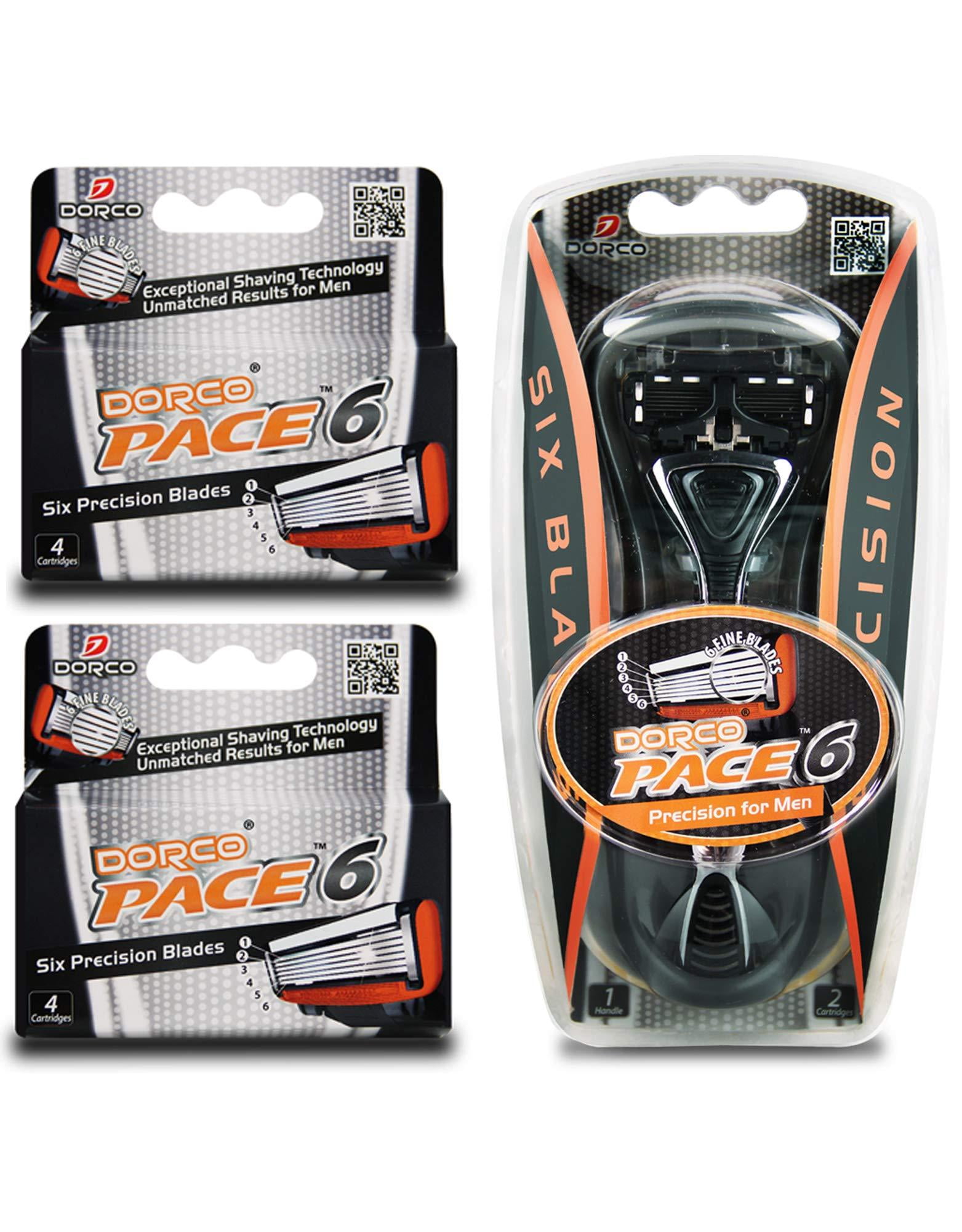 dorco pace 6 pro six blade razor system with trimmer