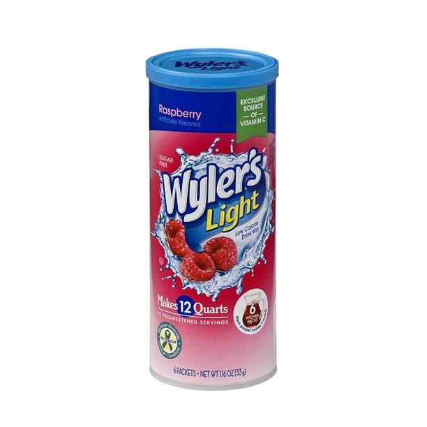 Wylers Light Canister Drink Mix Raspberry Water Powder Enhancer