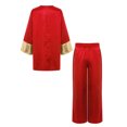 thumbnail image 4 of Miutii Kids Boys 2 Piece Worship Praise Dance Outfit Long Sleeve Metallic Pullover Top with Liturgical Pants Set Red 16, 4 of 7