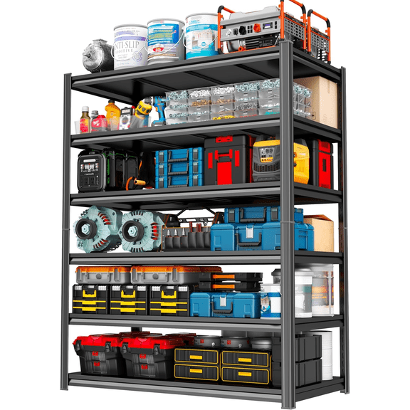 6 Tier Metal Bookshelf, 2 in 1 Adjustable Tall Bookcase, 3000LBS Heavy Duty Deep Book Shelf, Industrial Black Wide Bookshelf, Modern Bolt-Free Book Shelves for Bedroom, Living Room, 45"W x20"D x 82"H