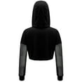 thumbnail image 2 of Zaldita Kids Girls Long Sleeve Cropped Hoodie Mesh Hooded Pullover Modern Jazz Street Dance Tops Black 16, 2 of 5